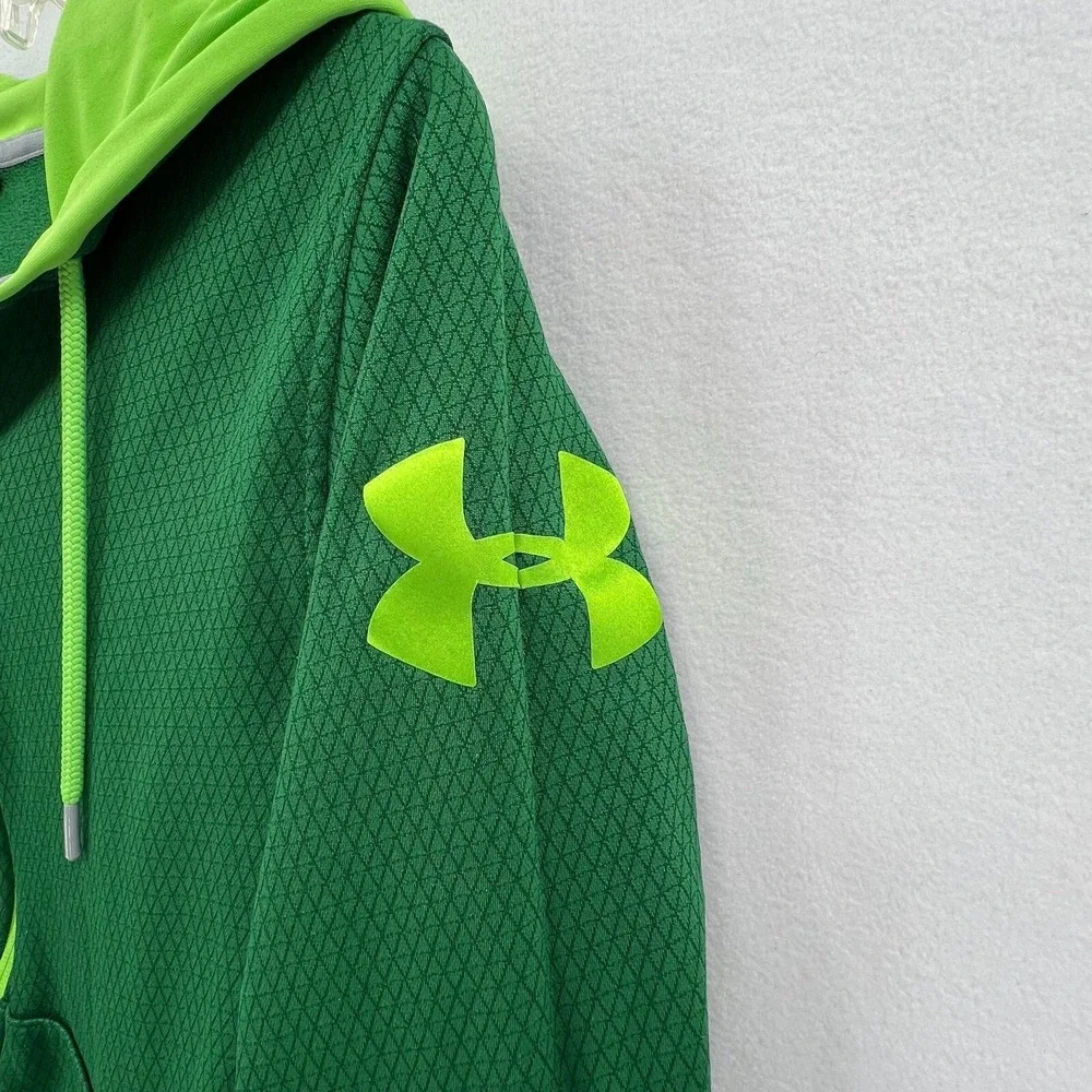 Under Armour Fleece Hoodie Size Small Green Loose Fit Geometric Full Zip Hooded‎